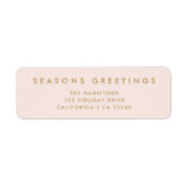Moderne Kerstmis | Blush Roze en Gold Address Etiket (Voorkant)