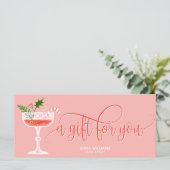 Moderne Kerstmis Cocktail Voucher Cadeaubon (Staand voorkant)