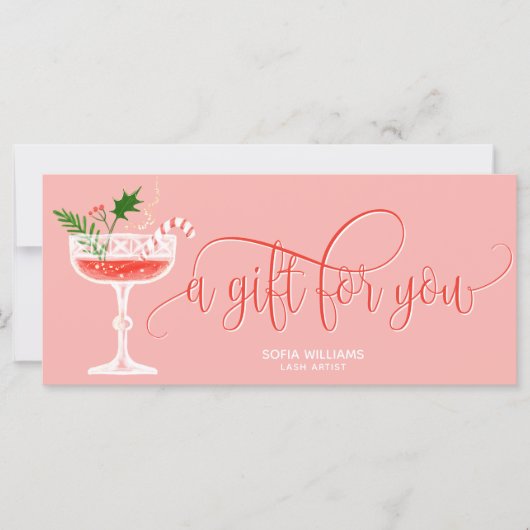 Moderne Kerstmis Cocktail Voucher Cadeaubon (Voorkant)