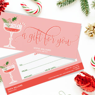 Moderne Kerstmis Cocktail Voucher Cadeaubon