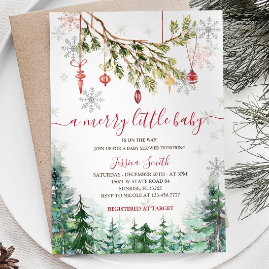 Moderne Kerstmis dennenbomen Vakantie Party Invite Kaart