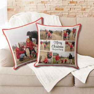Moderne Kerstmis Familie Foto Kussen