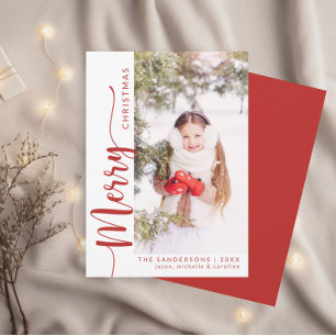 Moderne Kerstmis Familie Foto Vakantiekaart Kaart