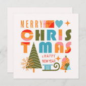 Moderne Kerstmis Feestdagenkaart (Voorkant / Achterkant)