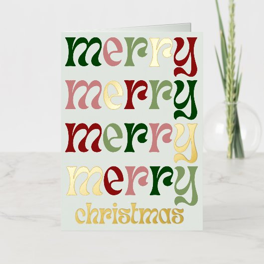 Moderne Kerstmis Folie Feestdagenkaart (Voorkant)