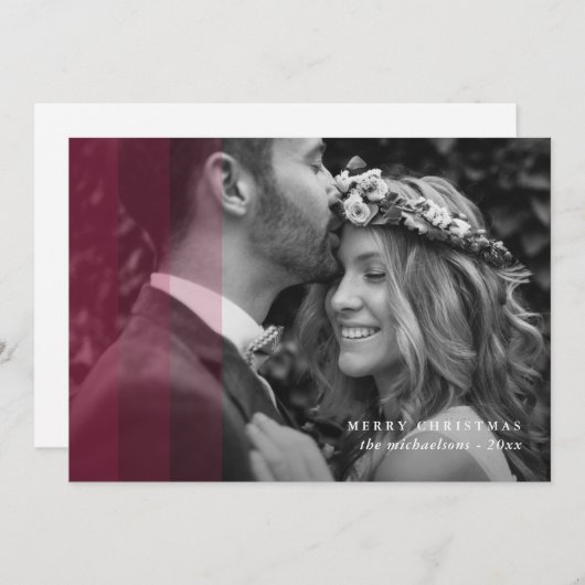Moderne Kerstmis Foto Met Rode Rand Feestdagenkaart (Voorkant / Achterkant)