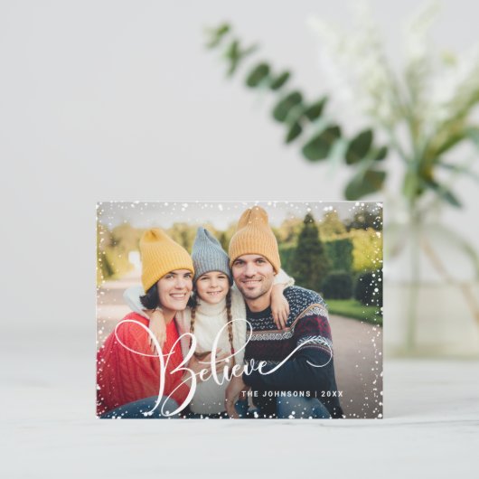 Moderne Kerstmis geloven dat FOTO Greeting Feestdagenkaart (Staand voorkant)