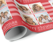 Moderne Kerstmis - Gewoon Rood en Wit Foto Cadeaupapier (Rol Hoek)