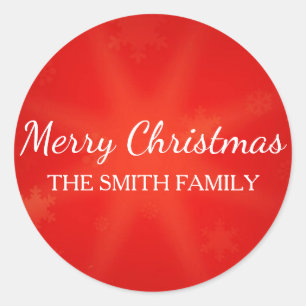 Moderne kerstmis gewoon rood en witte sneeuwvlokke ronde sticker