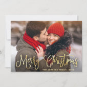 Moderne Kerstmis Gouden 2 FOTO Kaart (Voorkant)