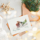 Moderne Kerstmis | Green Faded Photo Holiday Kaart
