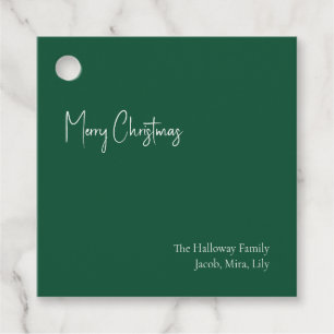Moderne Kerstmis   Green Square Family Gift Label