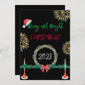 Moderne Kerstmis Merry And Bright 2023 plezier Feestdagenkaart (Voorkant / Achterkant)