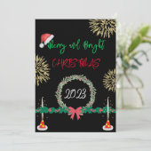 Moderne Kerstmis Merry And Bright 2023 plezier Feestdagenkaart (Staand voorkant)