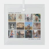 Moderne Kerstmis met fotocollage Glas Ornament (Voorkant)