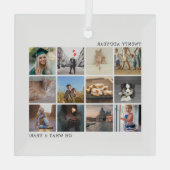 Moderne Kerstmis met fotocollage Glas Ornament (Achterkant)