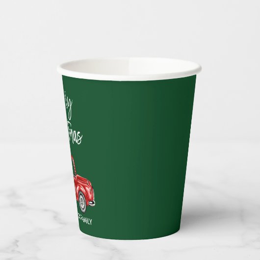 Moderne Kerstmis met penseel rood vrachtwagen groe Papieren Bekers (Links)