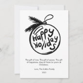 Moderne Kerstmis Plat Zwart Wit Feestdagenkaart (Voorkant)