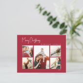Moderne Kerstmis | Red Five-Photo Holiday Kaart (Staand voorkant)