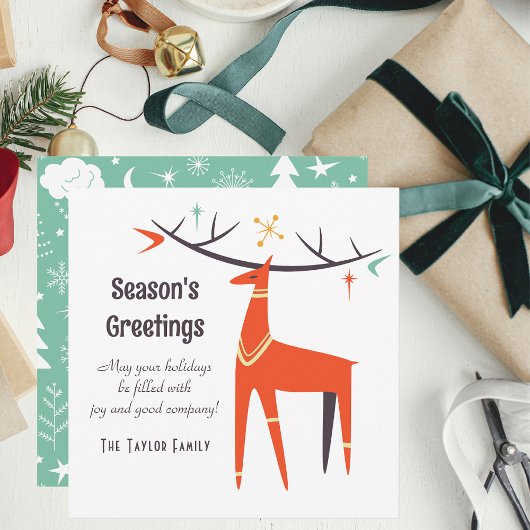 Moderne Kerstmis |  | Retro | Script Feestdagenkaart