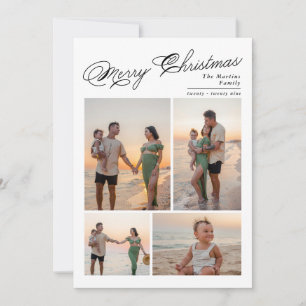 Moderne Kerstmis Script Familie Foto Vakantie Feestdagenkaart