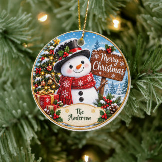 Moderne Kerstmis Scriptie Familie Naam Ornament