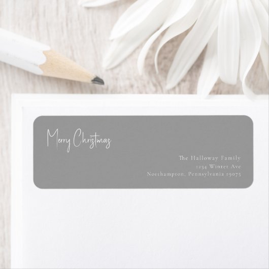Moderne Kerstmis | Silver Return Address Envelope Etiket (Insitu)