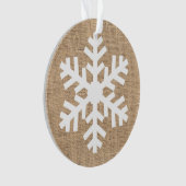 Moderne kerstmis Snowflake Rustic Burlap Ornament (voorkant)