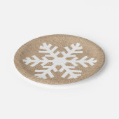 Moderne kerstmis Snowflake Rustic Burlap Papieren Bordje (Gekanteld)