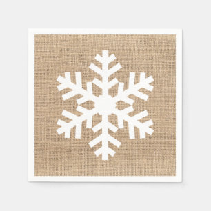 Moderne kerstmis Snowflake Rustic Burlap Servet
