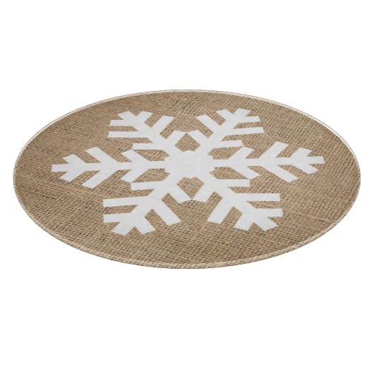 Moderne kerstmis Snowflake Rustic Burlap Snijplank (Hoek)