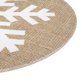 Moderne kerstmis Snowflake Rustic Burlap Snijplank (Hoek)