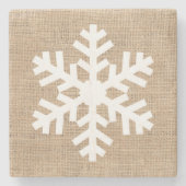 Moderne kerstmis Snowflake Rustic Burlap Stenen Onderzetter (Voorkant)