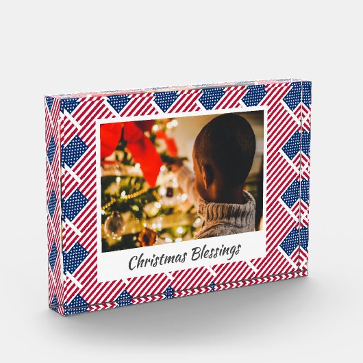 Moderne Kerstmis VLAG Gepersonaliseerd Keepomwille Fotoblokken (Links)