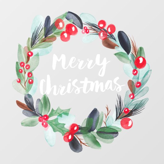 Moderne Kerstmis waterverf met script Raamsticker (Vel)