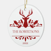 Moderne kerstmonogram familiefoto keramisch ornament (Links)
