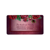 Moderne kerstroze bloemfeestdag etiket (Voorkant)