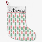 Moderne kerstroze groene kerstbomen kleine kerstsok (Voorkant)