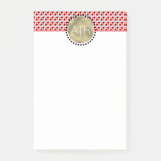 Moderne kerstroze Stippen Gold Foil circulaire Log Post-it® Notes (Voorkant)