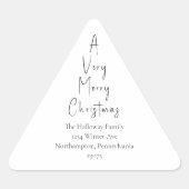 Moderne kerstscript driehoekige envelop driehoek sticker (Voorkant)