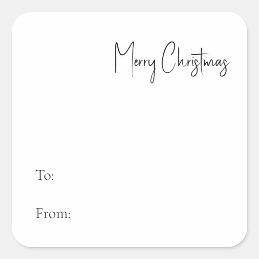 Moderne kerstscript naar vierkante sticker (Voorkant)
