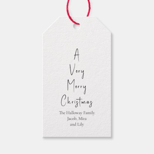 Moderne kerstscript serie - Labels met cadeautjes Cadeaulabel (Voorkant)