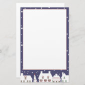 Moderne kerstsneeuw in winterhuizen briefpapier (Voorkant / Achterkant)