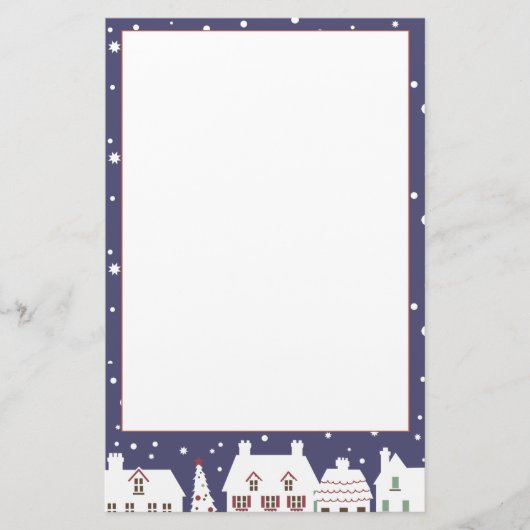 Moderne kerstsneeuw in winterhuizen briefpapier (Voorkant)