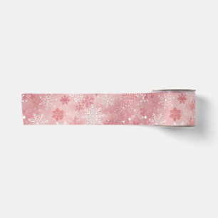 Moderne Kerstsneeuwvlokken Roze Wit Lint