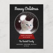 Moderne kerstsnowglobe | Foto Pet Holiday Aankondigingskaart (Voorkant)