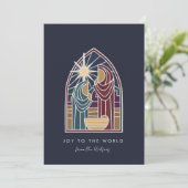 Moderne kerststal religieus kerstfeest feestdagenkaart (Staand voorkant)