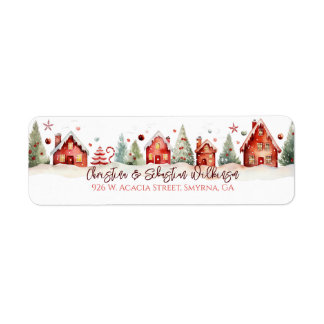 Moderne kerststal retouradres etiket