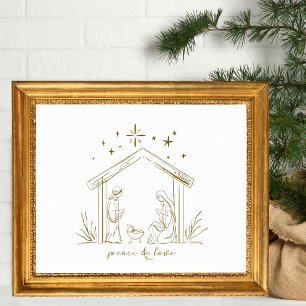 Moderne Kerststal vrede liefde godsdienstig Poster