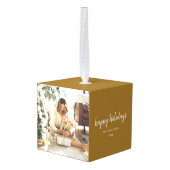 Moderne kerststijlvolle minimalistische Manuscript Kubus Ornament (Achter hoekig)